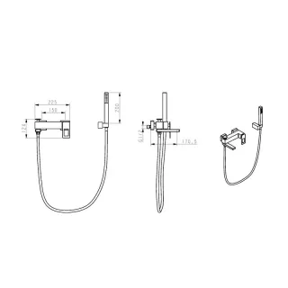 Смеситель для ванны Boheme Q 143-BUW.2 чёрный/синий